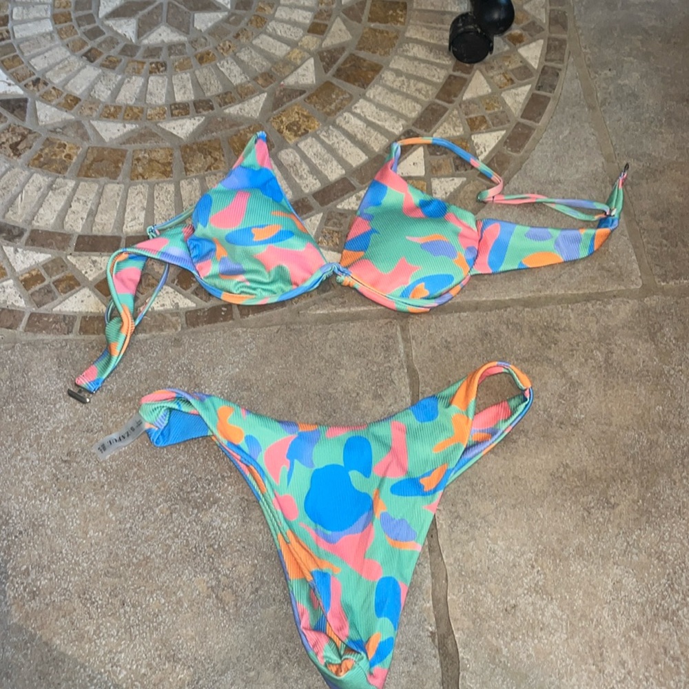Zaful womens multi colored bikini size S .
